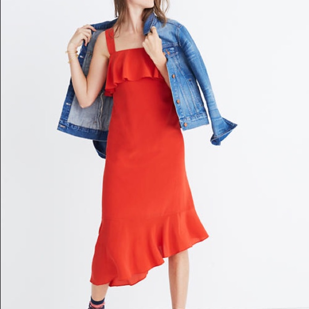 Madewell Silk Ruffle Tank Dress